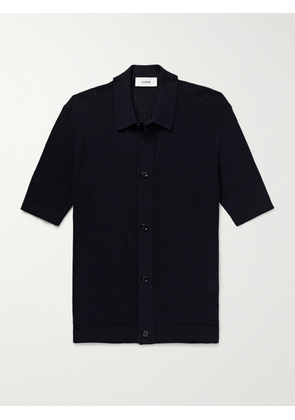 Lardini - Els Slim-Fit Waffle-Knit Cotton Shirt - Men - Blue - S