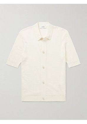 Lardini - Els Slim-Fit Waffle-Knit Cotton Shirt - Men - Neutrals - S