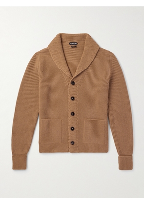 TOM FORD - Slim-Fit Shawl-Collar Ribbed Cashmere Cardigan - Men - Brown - IT 44