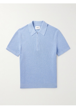 NN07 - Hansie 6600 Ribbed Organic Cotton Half-Zip Polo Shirt - Men - Blue - S