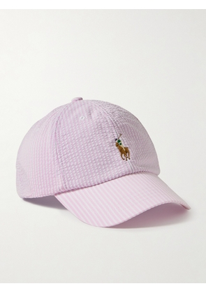 Polo Ralph Lauren - Logo-Embroidered Striped Cotton-Blend Seersucker Baseball Cap - Men - Pink