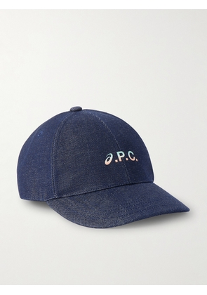 A.P.C. - ASICS Interaction Logo-Print Denim Baseball Cap - Men - Blue - 56