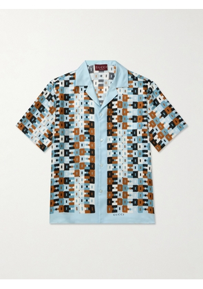 Gucci - Disco Camp-Collar Printed Silk-Twill Shirt - Men - Blue - IT 46