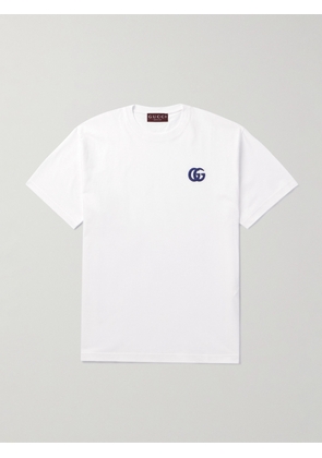 Gucci - Logo-Embroidered Cotton-Jersey T-Shirt - Men - White - XS