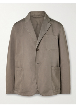 Mr P. - Unstructured Garment-Dyed Organic Cotton and Linen-Blend Suit Jacket - Men - Green - 38
