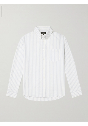 A.P.C. - Edouard Button-Down Logo-Embroidered Cotton-Chambray Shirt - Men - White - XS