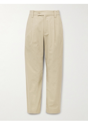 A.P.C. - Renato Tapered Pleated Cotton Trousers - Men - Neutrals - IT 44