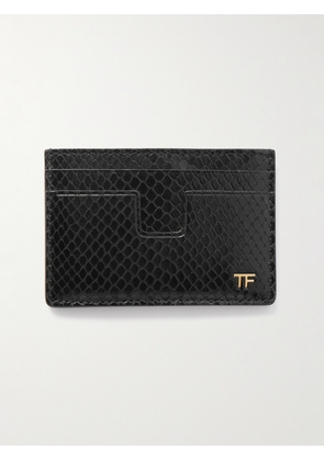 TOM FORD - Snake-Effect Leather Cardholder - Men - Black