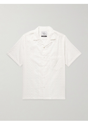 Portuguese Flannel - Santos Convertible-Collar Embroidered Cotton-Voile Shirt - Men - Neutrals - XS