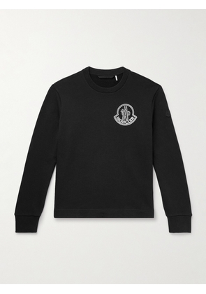Moncler - Logo-Print Appliquéd Cotton-Jersey Sweatshirt - Men - Black - XS