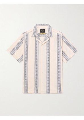 Portuguese Flannel - Melissa Convertible-Collar Striped Cotton-Jacquard Shirt - Men - Neutrals - XS