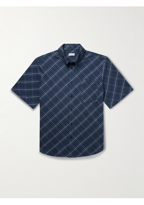 Burberry - Button-Down Collar Checked Cotton Oxford Shirt - Men - Blue - S