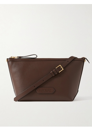 TOM FORD - Logo-Debossed Leather Messenger Bag - Men - Brown