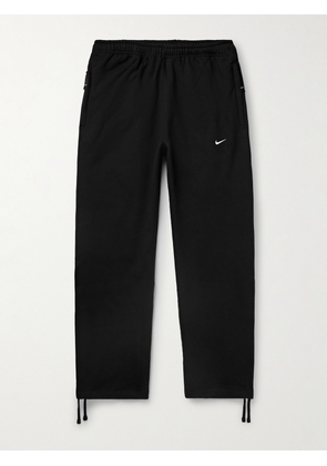 Nike - Solo Swoosh Straight-Leg Logo-Embroidered Cotton-Blend Jersey Sweatpants - Men - Black - XS
