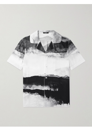 Balmain - Moon Camp-Collar Logo-Embroidered Printed Twill Shirt - Men - Black - XS