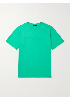 Balmain - Embroidered Cotton-Jersey T-Shirt - Men - Blue - S