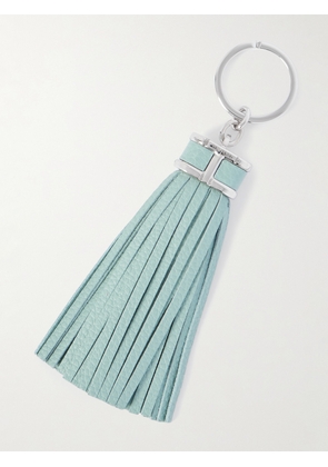 TOM FORD - Tasselled Full-Grain Leather and Silver-Tone Key Fob - Men - Blue