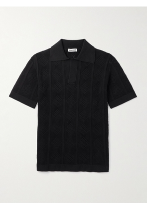 Jil Sander - Open-Knit Cotton Polo Shirt - Men - Black - IT 46