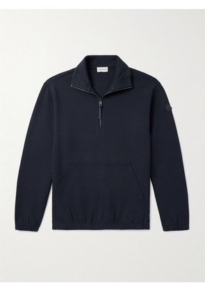 Moncler - Logo-Appliquéd Cotton-Blend Jersey Half-Zip Sweatshirt - Men - Blue - XS