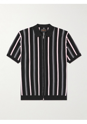 Beams Plus - Striped Ramie-Blend Zip-Up Shirt - Men - Black - S