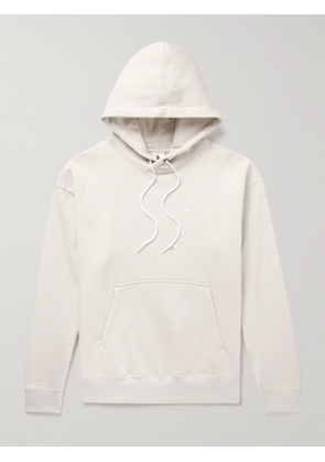 Nike - Solo Swoosh Logo-Embroidered Cotton-Blend Jersey Hoodie - Men - Neutrals - XS