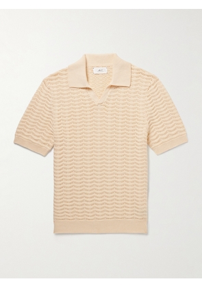 Mr P. - Pointelle-Knit Organic Cotton Polo Shirt - Men - Neutrals - XS