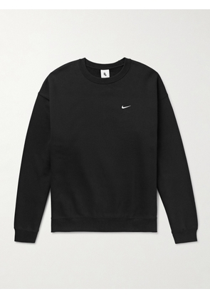 Nike - Solo Swoosh Logo-Embroidered Cotton-Blend Jersey Sweatshirt - Men - Black - XS