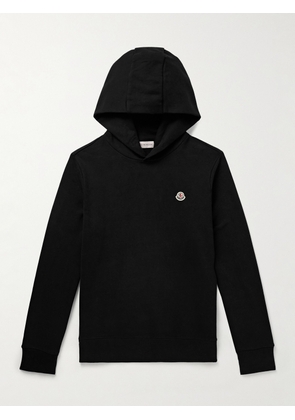Moncler - Slim-Fit Logo-Appliquéd Cotton-Jersey Hoodie - Men - Black - XS