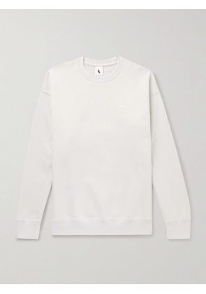Nike - Solo Swoosh Logo-Embroidered Cotton-Blend Jersey Sweatshirt - Men - Neutrals - XS