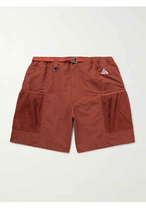 Nike - ACG Snowgrass Straight-Leg Mesh-Trimmed Belted Nylon Shorts - Men - Red - XS