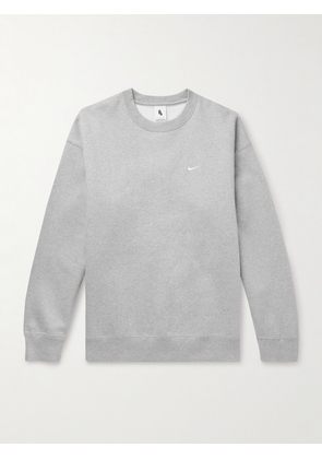 Nike - Solo Swoosh Logo-Embroidered Cotton-Blend Jersey Sweatshirt - Men - Gray - XS