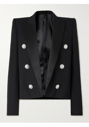 Balmain - Spencer Slim-Fit Satin-Trimmed Grain De Poudre Wool Blazer - Men - Black - IT 48