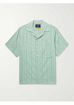 Portuguese Flannel - Almada Convertible-Collar Embroidered Cotton-Gauze Shirt - Men - Green - XS