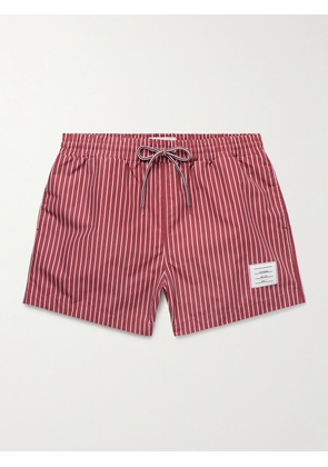 Thom Browne - Slim-Fit Short-Length Striped Swim Shorts - Men - Burgundy - 1