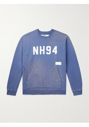 Neighborhood - Savage Printed Distressed Cotton-Jersey Sweatshirt - Men - Blue - S