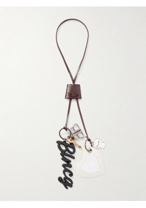 Balenciaga - Le City 2 Embellished Textured-Leather, Silver- and Gold-Tone Key Fob - Men - Brown