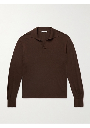 The Row - Stafford Silk-Jersey Polo Shirt - Men - Brown - S