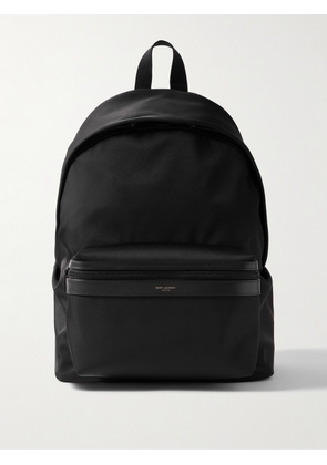 SAINT LAURENT - Leather-Trimmed Shell Backpack - Men - Black