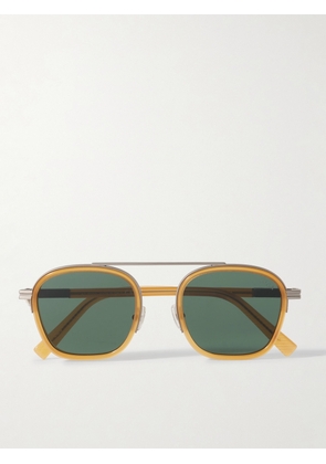 Zegna - Aviator-Style Silver-Tone and Acetate Sunglasses - Men - Brown