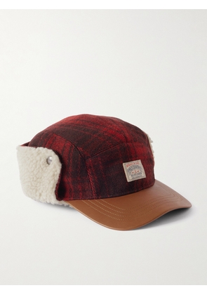 Polo Ralph Lauren - Polo Country Logo-Appliquéd Checked Leather-Trimmed Fleece and Wool Hat - Men - Red - S/M