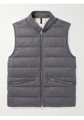 Moncler - Gallienne Slim-Fit Logo-Appliquéd Quilted Flannel Down Gilet - Men - Gray - 1