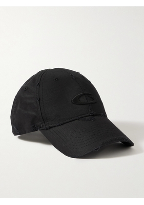 Balenciaga - Cargo Distressed Logo-Embroidered Cotton-Ripstop Baseball Cap - Men - Black - M