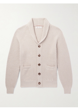 Brunello Cucinelli - Shawl-Collar Ribbed Cotton Cardigan - Men - Gray - IT 46
