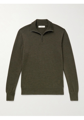 Purdey - Linton Logo-Embroidered Wool Half-Zip Sweater - Men - Green - S
