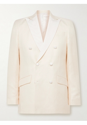 Favourbrook - Double-Breasted Herringbone Linen and Silk-Blend Tuxedo Jacket - Men - Neutrals - UK/US 36