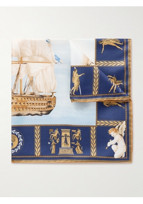 Rubinacci - Victory Printed Silk-Twill Pocket Square - Men - Blue
