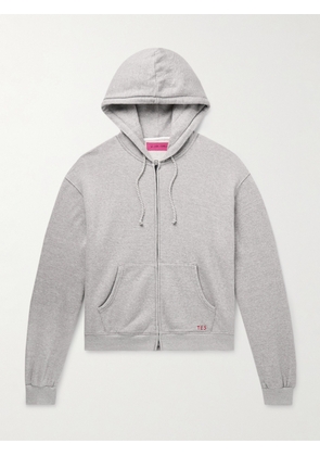 The Elder Statesman - Daily Logo-Embroidered Cotton and Cashmere-Blend Zip-Up Hoodie - Men - Gray - S