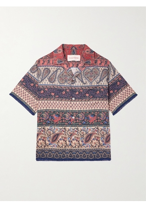 Valentino Garavani - Camp-Collar Printed Cotton-Poplin Shirt - Men - Red - IT 44