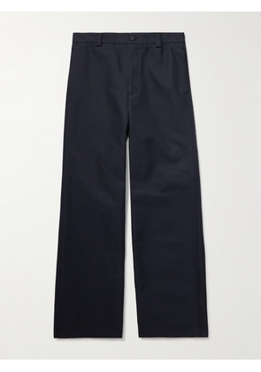 Gucci - Wide-Leg Logo-Embellished Cotton-Blend Gabardine Trousers - Men - Blue - IT 46