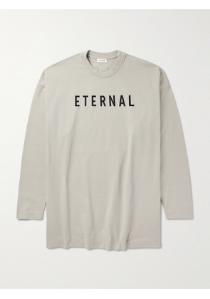 Fear of God - Eternal Oversized Logo-Flocked Cotton-Jersey T-Shirt - Men - Gray - XS
